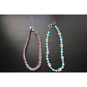 Turquoise Beads Purple Wires Necklaces Bundle